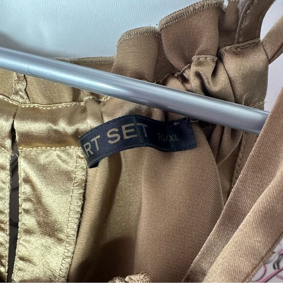 Smart set Silky Brown gold top cinched sexy ribbon tie with Ruffle halter - Picture 3 of 6